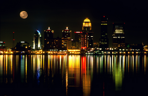 A moonlit Louisville KY.